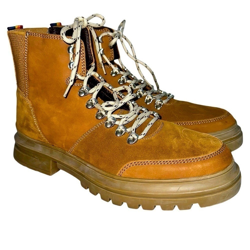 Kurt‎ Geiger Mens Size 10 43.5 Viper Sand Tan Hiker Combat Leather Suede Boots